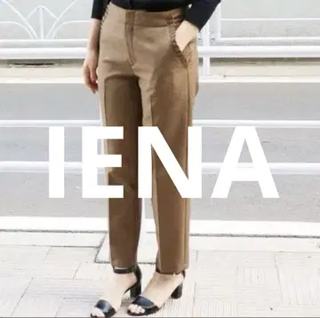 이에나 포켓 프릴 팬츠 체크 브라운 여성용 미실루엣 36