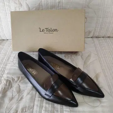 미사용 LeTalon 에나멜 레인 몰드 로퍼 24.0cm 블랙
