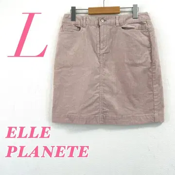 ELLE PLANETE 핑크 타이트 스커트 L 무릎 기장 코듀로이