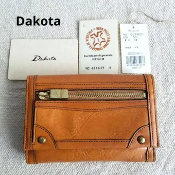 새상품 Dakota 천연 가죽 접이식 지갑 머스타드