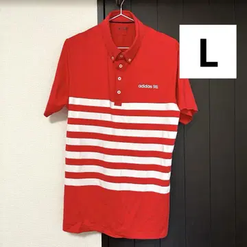 [재고 한정] adidas 아디다스 골프웨어 피케 셔츠 L 빨간색 반팔