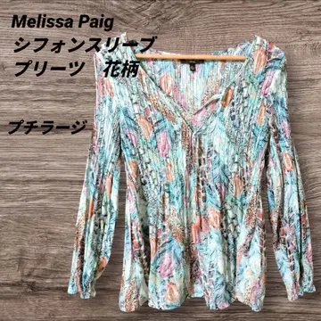 쉬폰 슬리브 Melissa Paig [쁘띠 라지] 플리츠 꽃무늬 블라우스