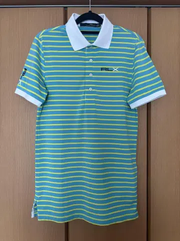 RLX RALPH LAUREN 스카이블루/노랑 스트라이프 피케 셔츠