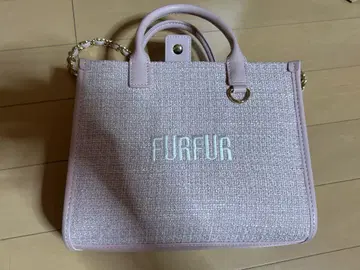 FURFUR 트위드 로고 토트백 핑크 백