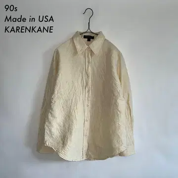 90s 미국제 실크 셔츠 베이지 카렌케인 실크 100%