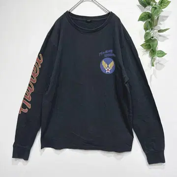 아비렉스 롱T 핀업걸 백 로고 프린트 면100 XL