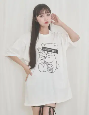허니시나몬 아이스 안대 시나몬 T셔츠 화이트