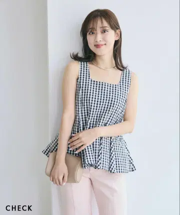 베이스먼트 온라인 페플럼 블라우스 체크