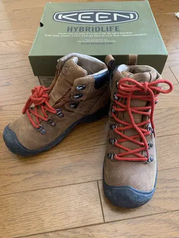 KEEN 등산화 브라운 레드 끈 US6 사이즈 23cm