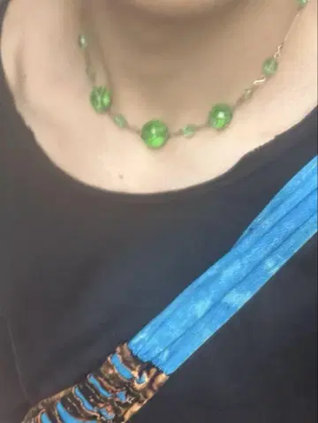 Y2K VINTAGE 유리 비즈 목걸이 그린