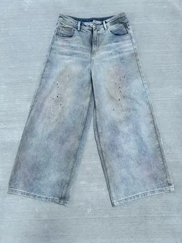 MENES 메네스 Dirty Mid Blue Baggy Jeans