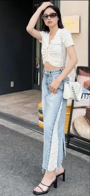 GYDA 프린지 사이드 슬릿 타이트 스커트