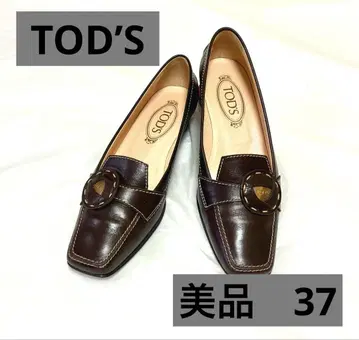 새상품급 TOD'S 다크 브라운 드라이빙 슈즈 로고 가죽 37