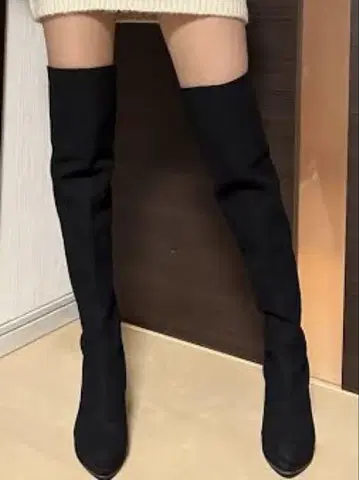 새상품급 에스페란자 블랙 니하이 부츠 스웨이드 소재