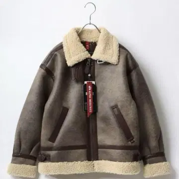 브라운 인조 가죽 보아 자켓