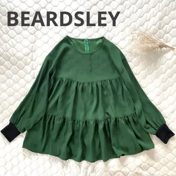 [컨디션 최상] BEARDSLEY 소매 리브 티어드 블라우스 튜닉 그린