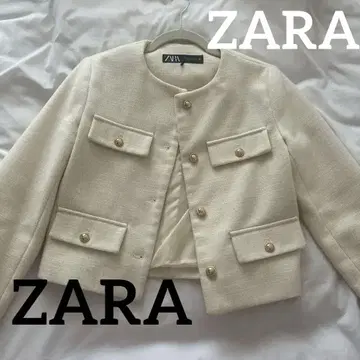 ZARA 트위드 자켓 화이트 XS