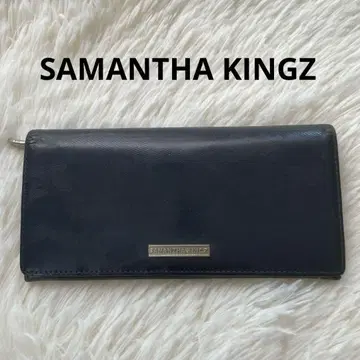 SAMANTHA KINGZ 장지갑 카모플라주 패턴 가죽 네이비