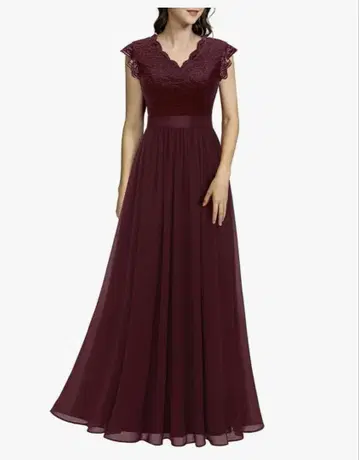 Dressystar 퍼플 드레스 V넥 롱 드레스