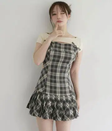 앤드마리 Karen check mini dress