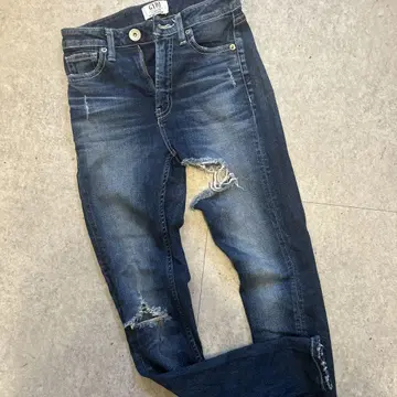 GYDA 데미지 가공 스키니 데님 다크 블루