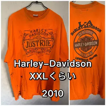 할리데이비슨 티셔츠 tee 오렌지 XXL 정도? 2010 얼룩