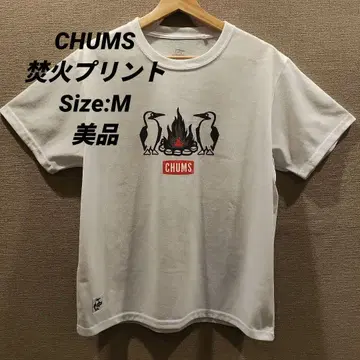 CHUMS 펭귄 불멍 T셔츠 화이트 새상품급 참스 캠핑 낚시
