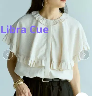 Libra Cue 리브라 큐 케이프 프릴 블라우스 반팔 셔츠