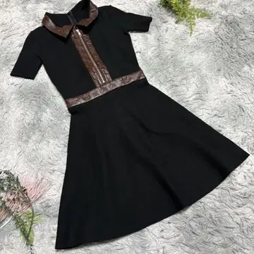[Darich] 로고 가죽 느낌 니트 미니 원피스 스타일업