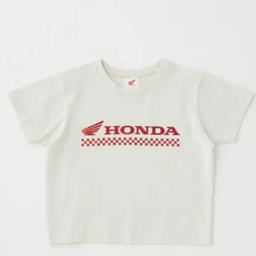 HONDA 체크 무늬 로고 크롭 티셔츠