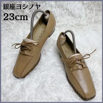 새상품급 긴자 요시노야 레이스업 신발 베이지 23cm 크레이프솔