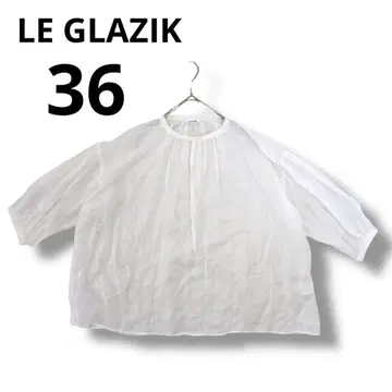 LE GLAZIK 화이트 라미 셔츠 36 5부 기장 셔츠 여성용 M 상당