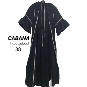 CABANA 모노톤 가운 & 원피스 프릴 소매 자수 원피스 38
