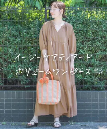 새상품급 로쏘 F by ROSSO 이지케어 티어드 볼륨 원피스