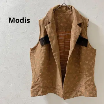 Modi's [새상품] 이탈리아제 오렌지 꽃무늬 슬리브리스 베스트
