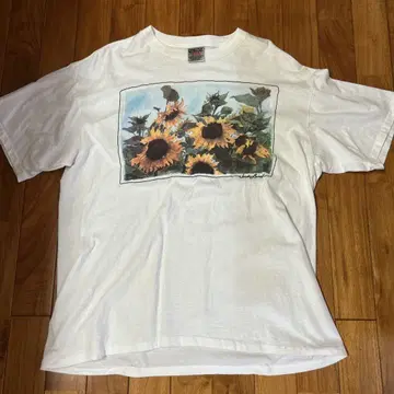 ONEITA 90s 해바라기 회화 티셔츠