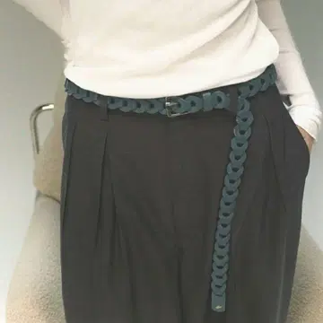 LIFE LEATHER CHAIN BELT 피코크 컬러 LIDNM