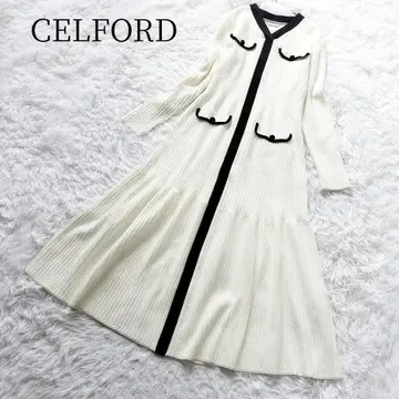 [ CELFORD / 셀포드 ] 롱 원피스 니트 리브 플레어 A라인