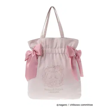 완판 레어 치이카와 Maison de FLEUR 자수 더블 리본 토트백