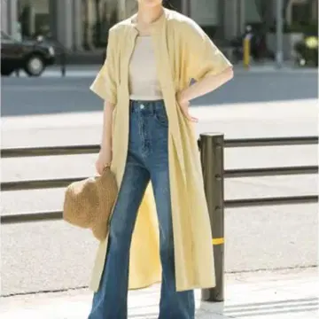 미사용 새상품 린넨 라이크 허리 턱 셔츠 원피스 센스 오브 플레이스