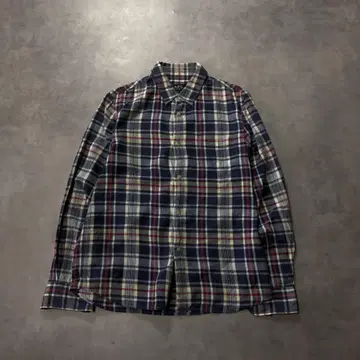 HQ126 A.P.C : 면 린넨 거즈 체크 셔츠 S 네이비 계열