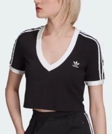 adidas 크롭 기장 V넥 반팔 티셔츠 완판템
