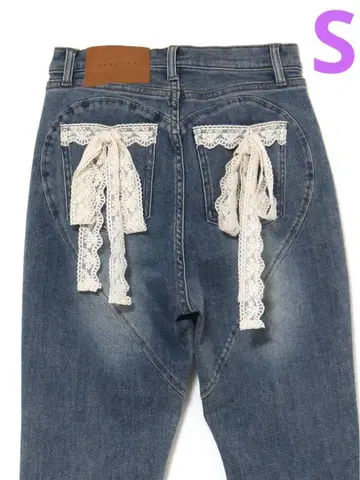 Lacey ribbon heart hip denim AM1453