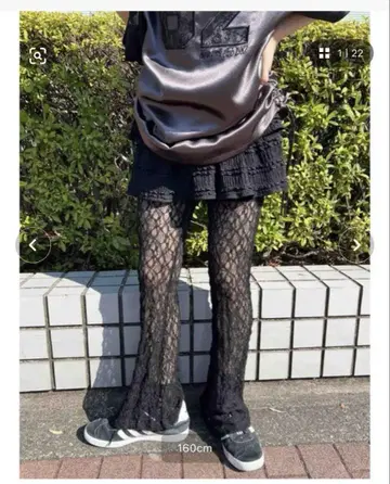 플레어 레이스 팬츠 블랙