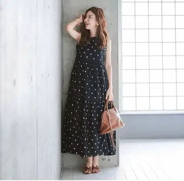 새상품 OBLI 하트 자수 티어드 원피스 0 베이지 오블리 원피