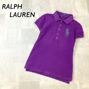 RALPH LAUREN 빅 포니 자수 반팔 피케 셔츠 퍼플