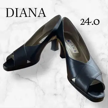 새상품급 DIANA 다이애나 가죽 오픈토 펌프스 블랙 24.0