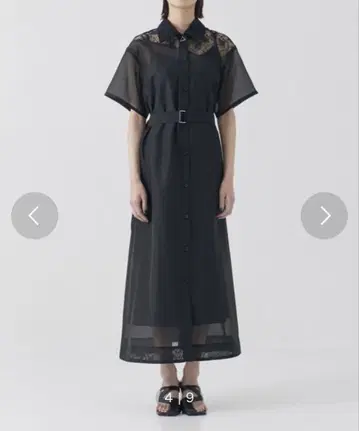 레이스 디테일 블랙 셔츠 원피스