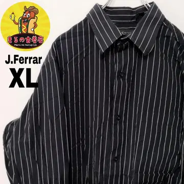 USA 구제 의류 J.Ferrar 긴팔 버튼 셔츠 XL 블랙 화이트