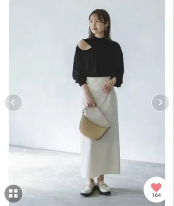 NOBLE 노블 저지 라이크 컬러 타이트 스커트 화이트 A